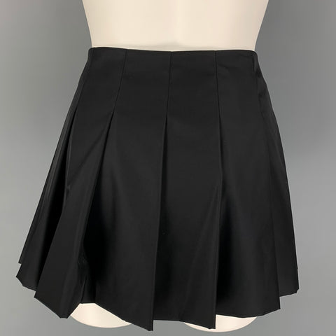 PRADA Size 2 Black Polyamide Pleated Re-Nylon Mini Skirt