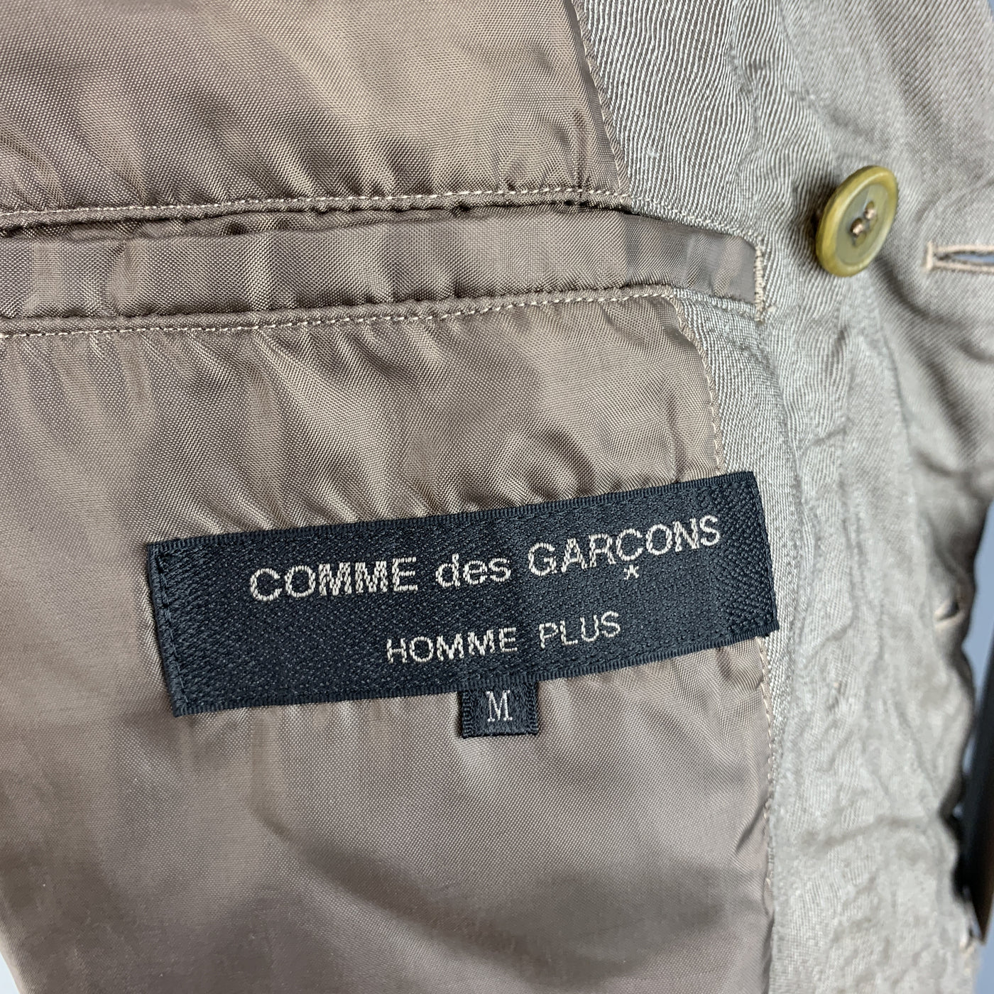 COMME des GARCONS HOMME PLUS Size M Olive Textured Double Breasted Military Jacket