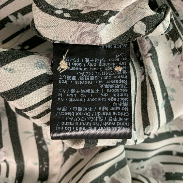 GARCONS INFIDELES Size XXL Beige Black Floral Silk Button Up Long Sleeve Shirt