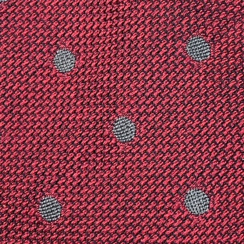 BARNEY'S NEW YORK Burgundy Grey Dots Silk Tie