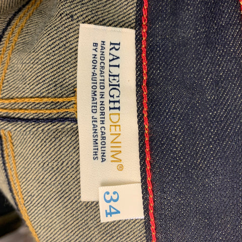 RALEIGH Size 34 Indigo Contrast Stitch Selvedge Denim Wide-Leg High Waisted Rovan Jeans