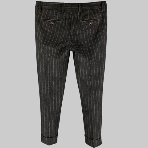 BRUNELLO CUCINELLI Size 30 Charcoal Light Grey Chalkstripe Wool Dress Pants