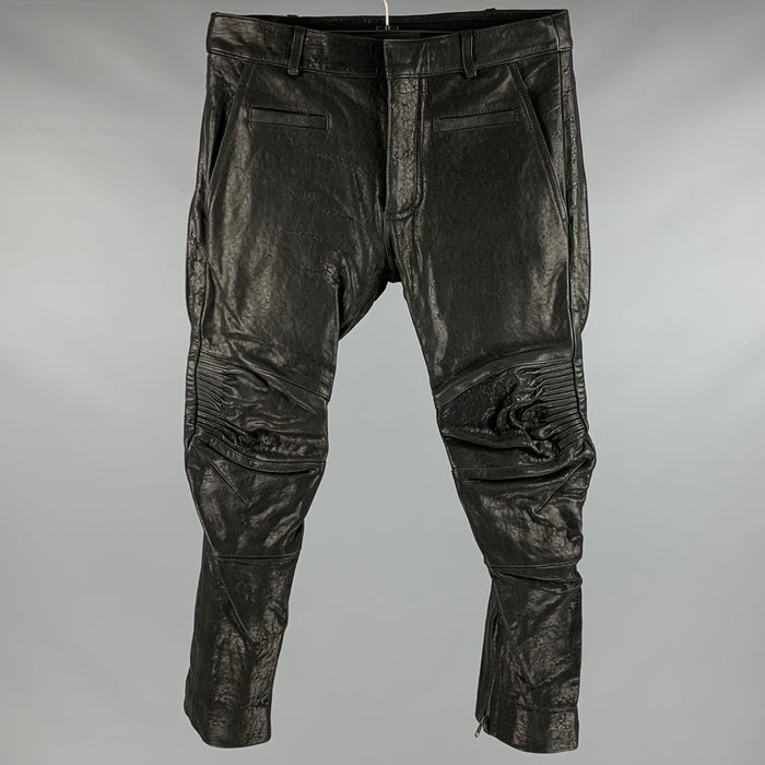 HAIDER ACKERMANN Size 30 Black Leather Cropped Casual Pants
