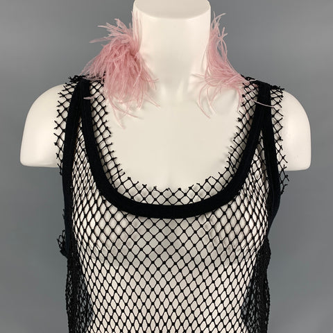 Nº21 Size 6 Black Pink Polyester Feathers Long Cocktail Dress