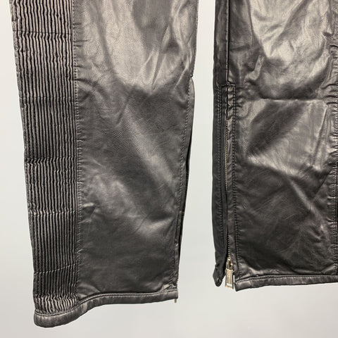 DSQUARED2 Size 30 Black Pleather Biker Casual Pants