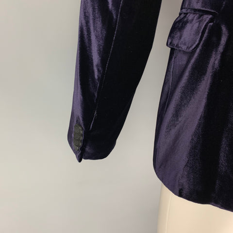 JUST CAVALLI Size 40 Purple Velvet Viscose Blend Shawl Collar Sport Coat
