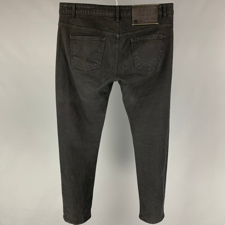 TAKESHY KUROSAWA Taille 38 Jean slim en coton noir avec braguette boutonnée