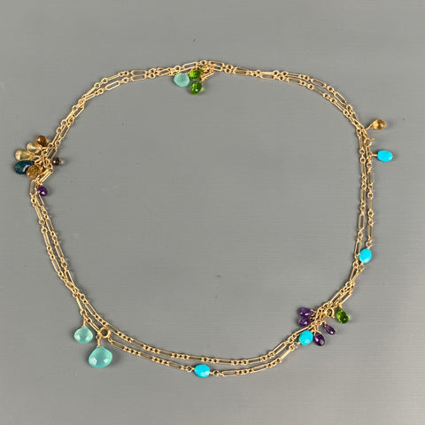 Collier en pierre semi-précieuse à maillons de chaîne plaqué or VINTAGE