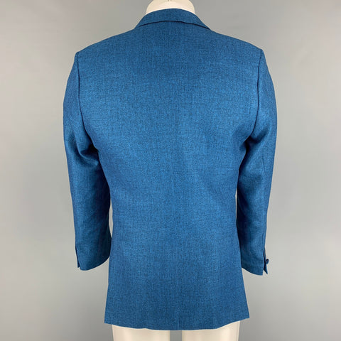 DEITX & CO. Size 38 Blue Herringbone Polyester Notch Lapel Sport Coat
