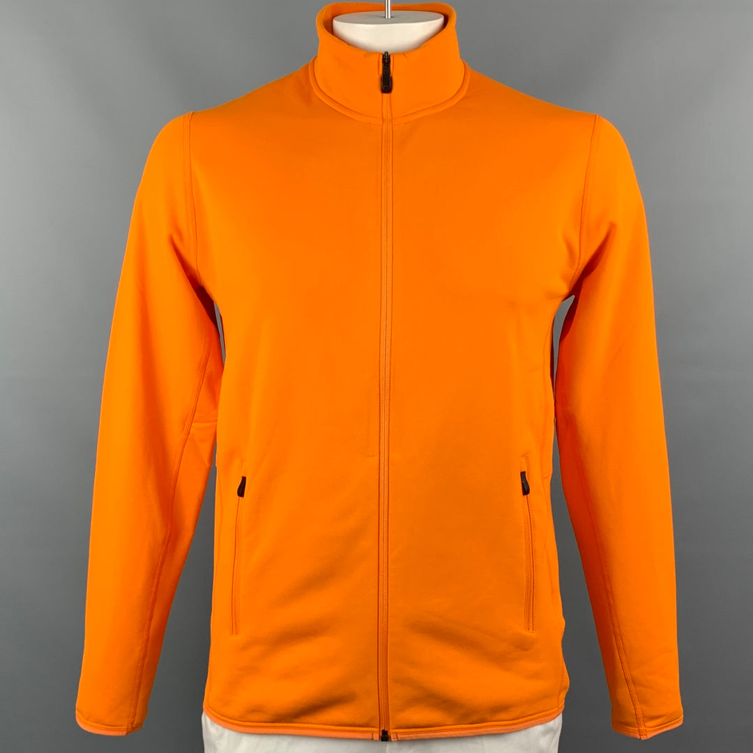 KJUS Size L Orange Polyester High Collar Zip Up Jacket