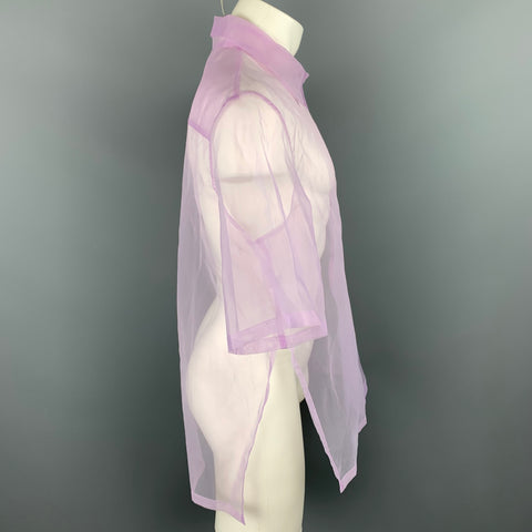 CHIN MENS Size M Lavender See Through Organza Button Up Short Sleeve Shirt