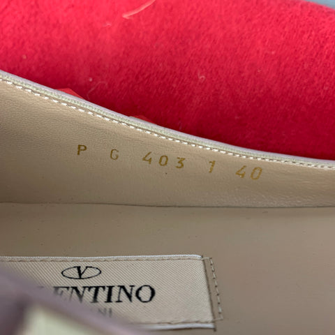 VALENTINO Size 10 Blue Nude Leather Contrast trim Flats