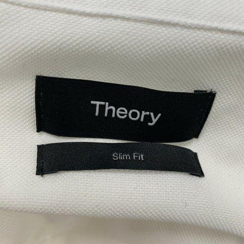 THEORY Size L White Cotton  Polyester Long Sleeve Shirt