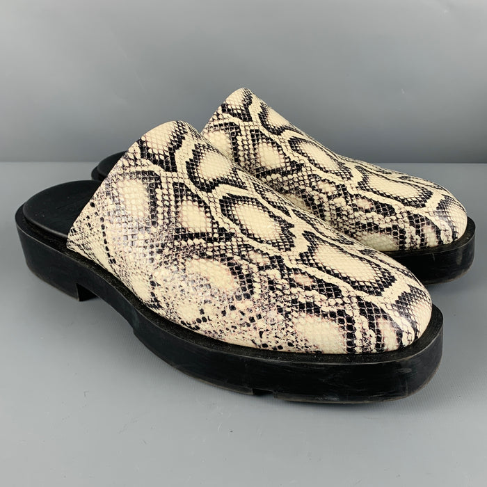 GIVENCHY Size 11 Black White Snake Print Leather Slip On Loafers