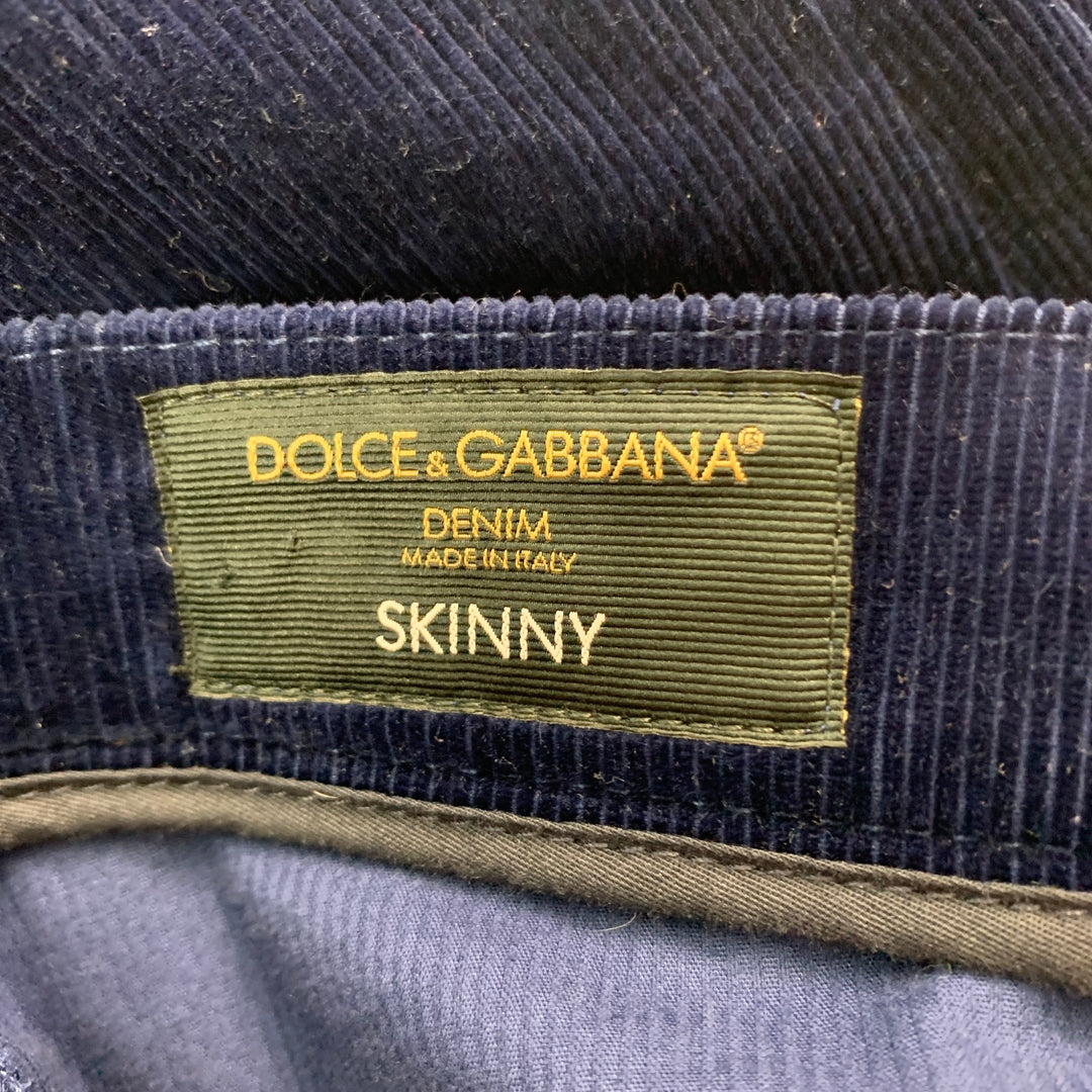 DOLCE & GABBANA Size 36 Navy Corduroy Cotton Jean Cut Casual Pants