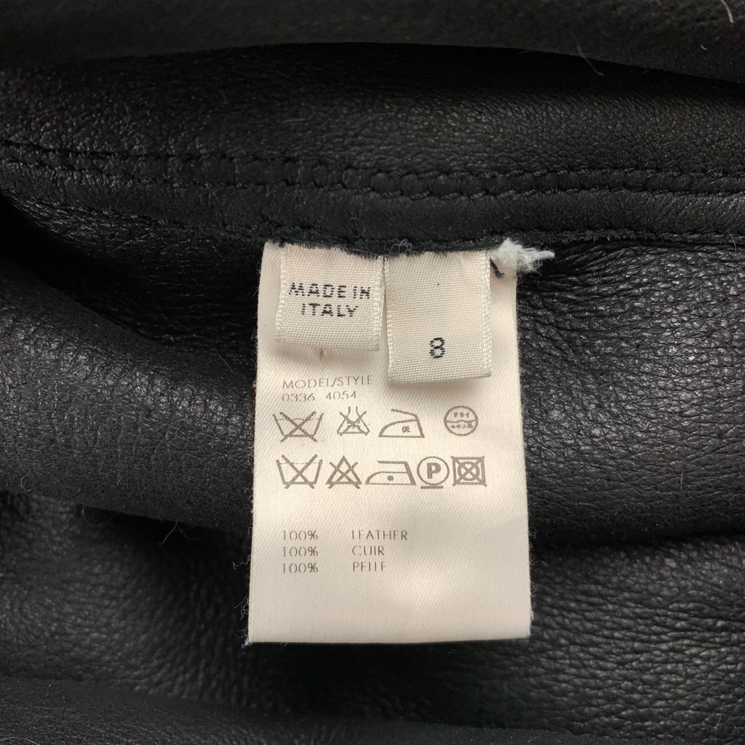 CALVIN KLEIN Size 8 Black Textured Shearling Zip Up Jacket