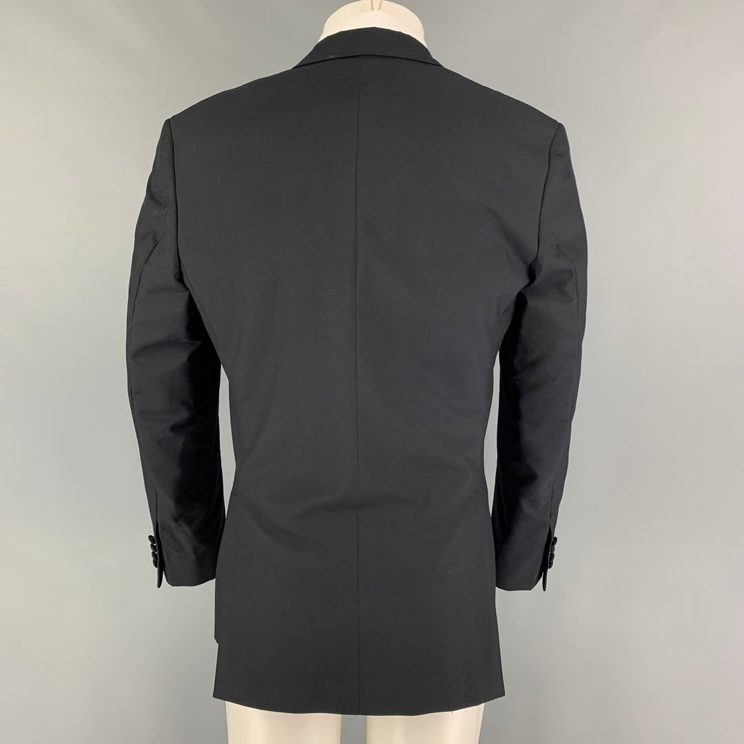 SPENCER HART Size 38 Black Wool Mohair Tuxedo Sport Coat