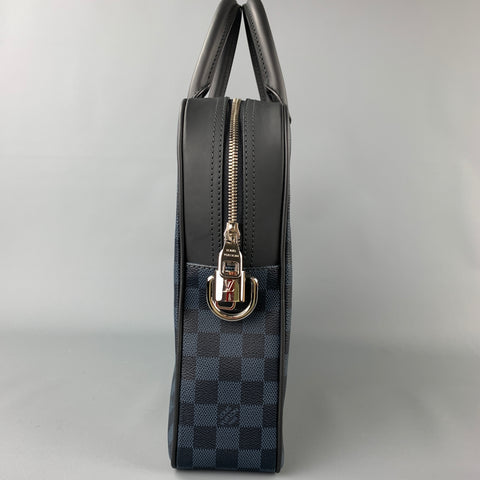 LOUIS VUITTON Navy & Blue Damier Graphite Canvas Leather Trim Canvas Porte-Documents Business Bag