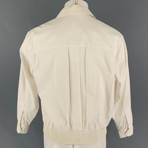 Vintage YVES SAINT LAURENT Size M White Cotton Zip Up Jacket