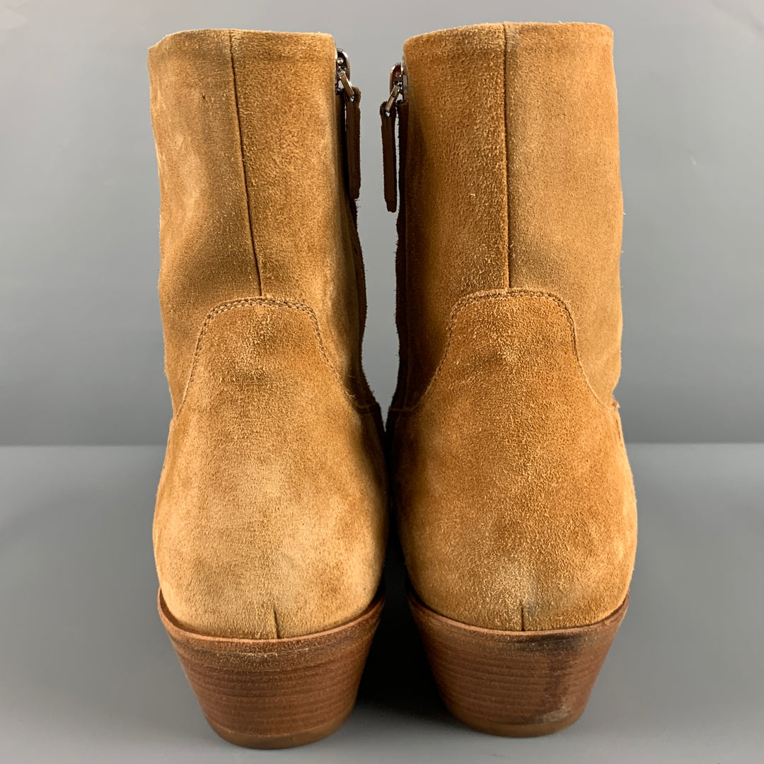 CALVIN KLEIN 205W39NYC Size 12 Tan Leather Side Zipper Boots