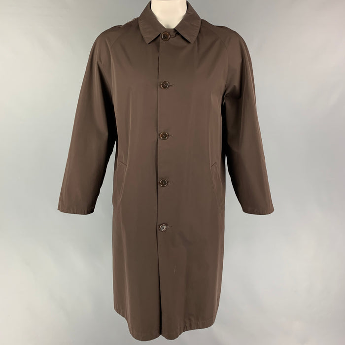 KITON Size 42 Brown Navy Reversible Cotton Blend Raglan Coat