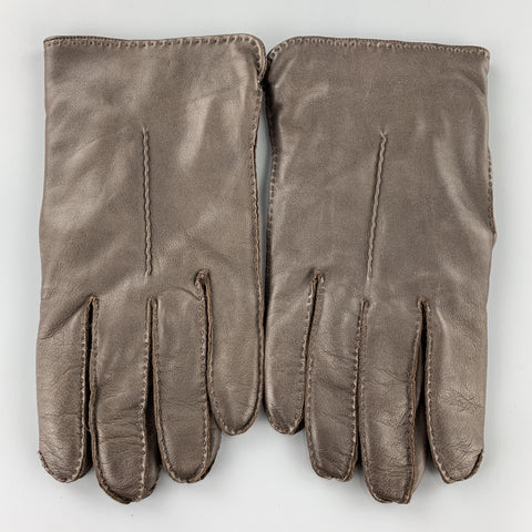 PICKETT Size 9 Dark Brown Leather Cashmere Lined Gloves