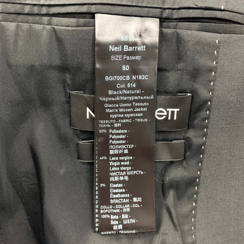NEIL BARRETT Size 40 Black White Polyester Blend Peak Lapel Suit