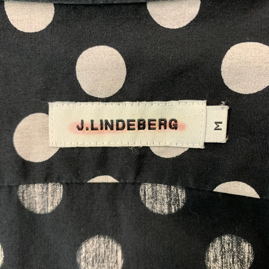J. LINDEBERG Size M Polka Dot Cotton Button down Black Long Sleeve Shirt