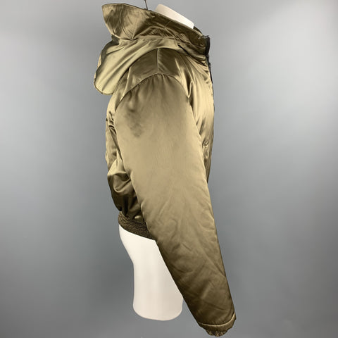 CALVIN KLEIN COLLECTION Size 38 Olive Hooded Nylon Blend Detachable Layer Jacket