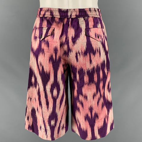 GUCCI Size S Purple Pink Abstract Silk Blend Joggers Shorts