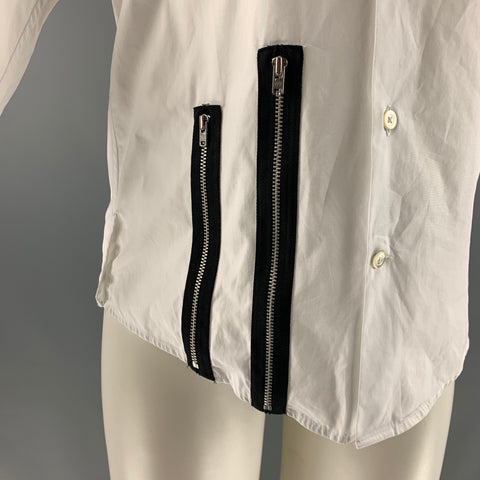 CASELY HAYFORD Size XS White Solid Cotton Button Up Long Sleeve Shirt