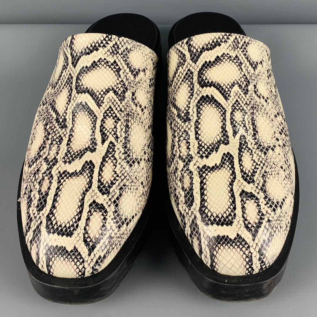 GIVENCHY Size 11 Black White Snake Print Leather Slip On Loafers