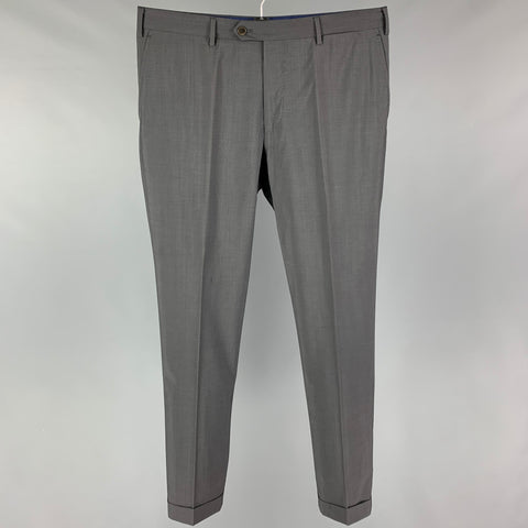 PAL ZILERI Size 36 Grey Wool Blend Cuffed Dress Pants