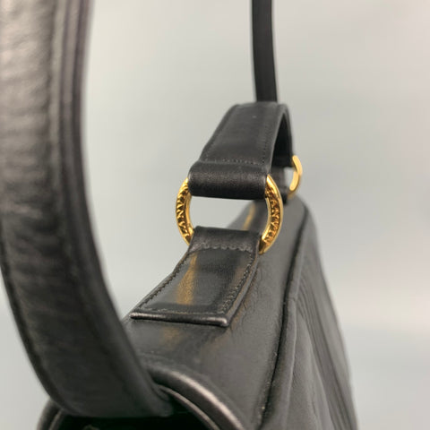 Vintage LANVIN Black Leather Top Handles Handbag