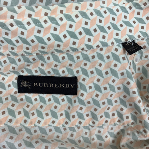 BURBERRY PRORSUM Size M Multi-Color Geometric Cotton Long Sleeve Shirt