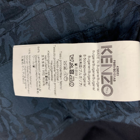 KENZO Size 38 Black Blue Color Block Wool Mohair Notch Lapel Sport Coat
