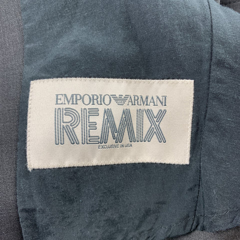 EMPORIO ARMANI XXL Black Virgin Wool Epaulettes Trenchcoat