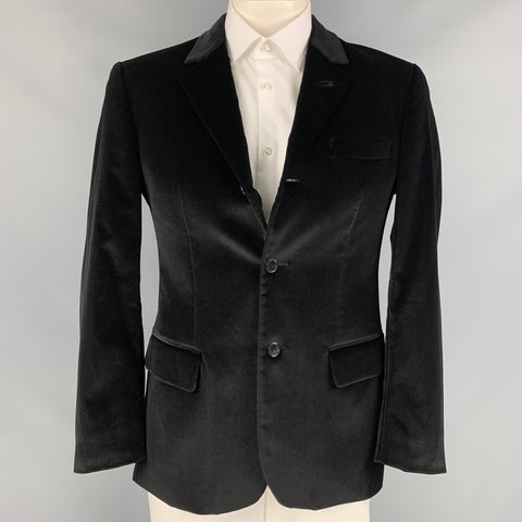 VERSUS by GIANNI VERSACE Size 40 Black Cotton Blend Velvet Sport Coat
