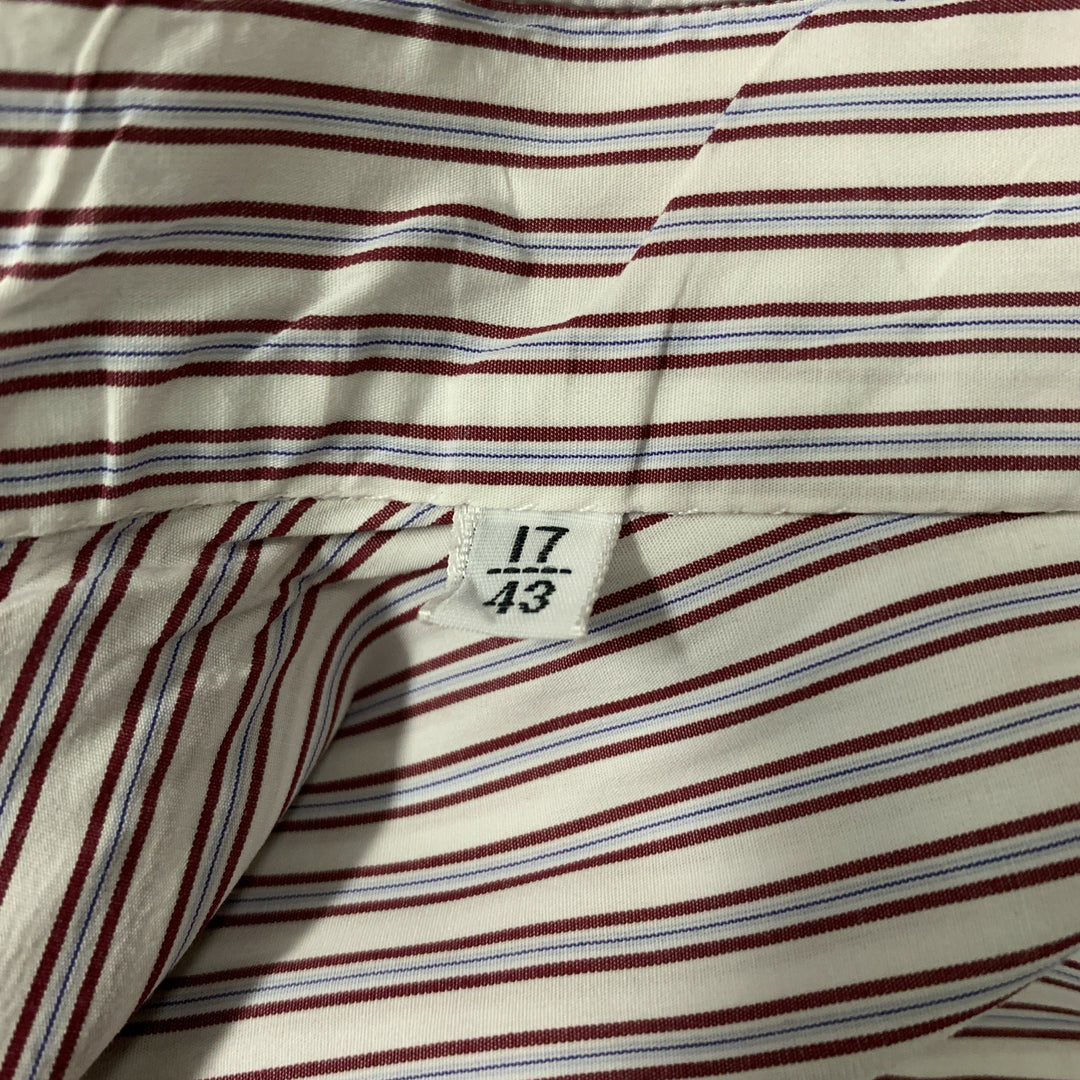 KITON Size XL White,  Red and Blue Stripe Cotton Button Down Long Sleeve Shirt