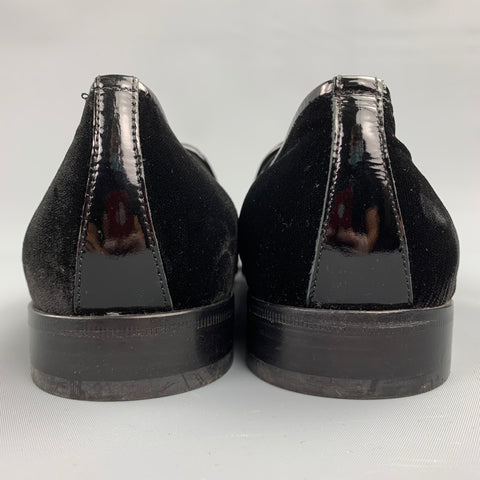 SALVATORE FERRAGAMO Size 11 Black Velvet Slip On Loafers