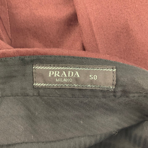 PRADA Size 34 Brown Cotton Button Fly Dress Pants