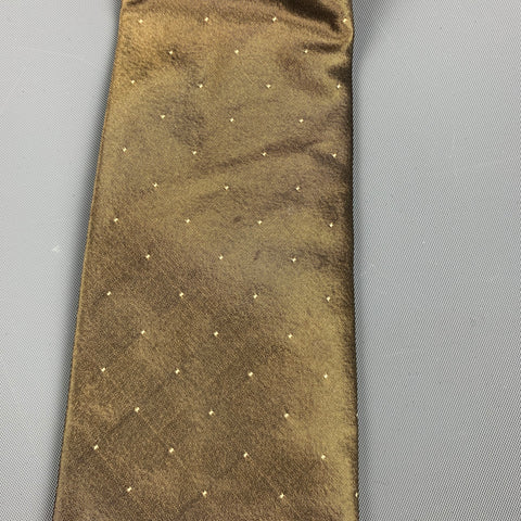 VINTAGE Khaki Cream Dots Silk Tie