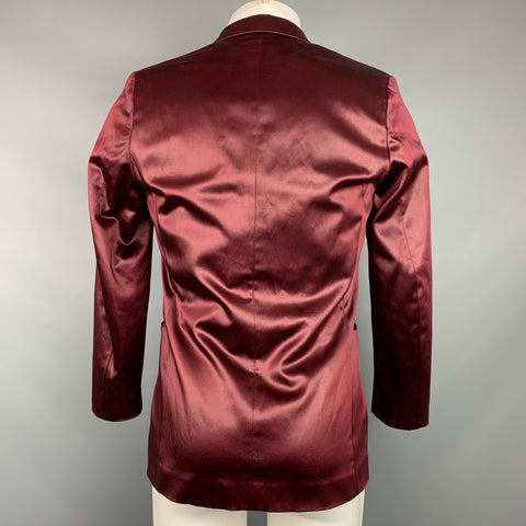 PAUL SMITH Size S Burgundy Cotton Blend Notch Lapel Sport Coat