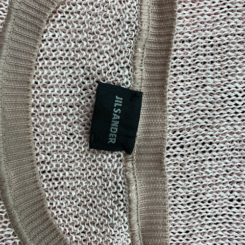 JIL SANDER Size M Pink Mesh Paper Crew-Neck Pullover