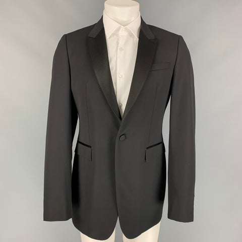 BURBERRY PRORSUM Taille 40 Manteau de sport smoking en laine vierge noire régulière