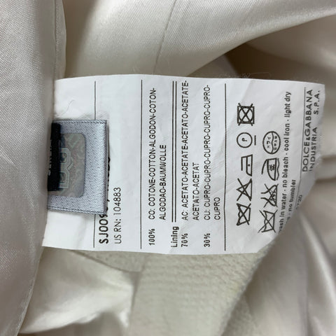 D&G by DOLCE & GABBANA Size 6 Cream Cotton Ribbon Trim Jacket
