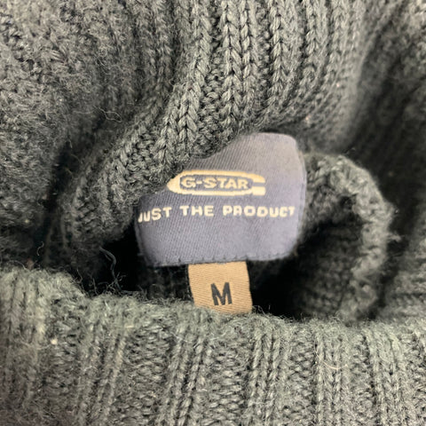 G-STAR Size M Grey Knit Acrylic Wool Hoodie Sweater