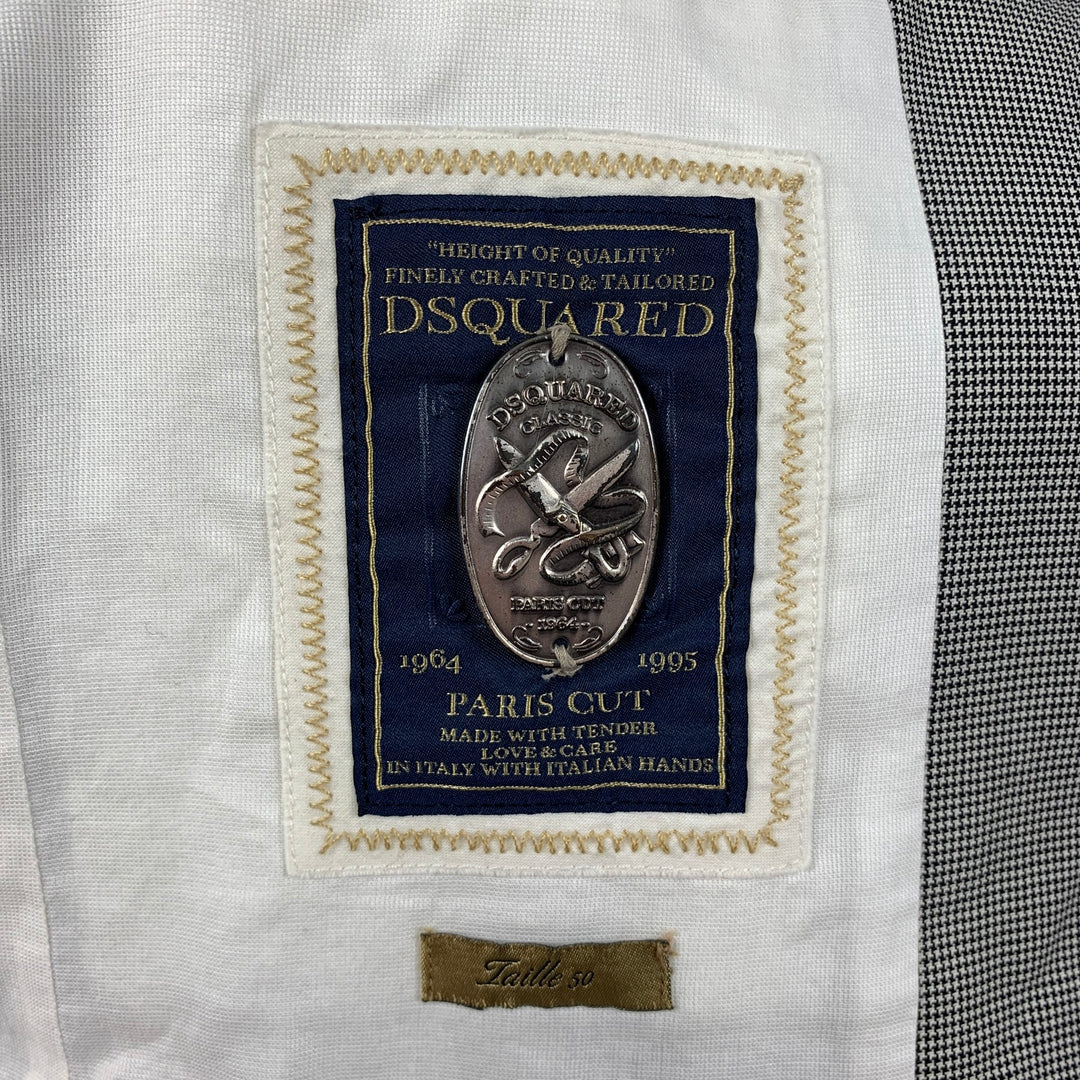 DSQUARED2 Taille 40 Costume à Revers en Laine Pied-de-Poule Noir Blanc