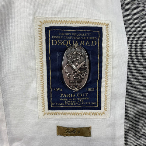 DSQUARED2 Taille 40 Costume à Revers en Laine Pied-de-Poule Noir Blanc