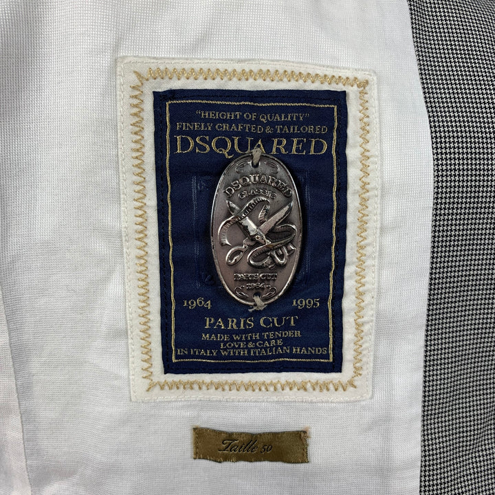DSQUARED2 Taille 40 Costume à Revers en Laine Pied-de-Poule Noir Blanc